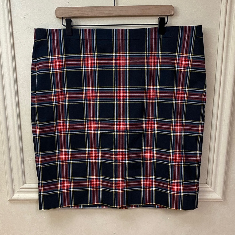 J. Crew Plaid Pencil Skirt - Red and Blue